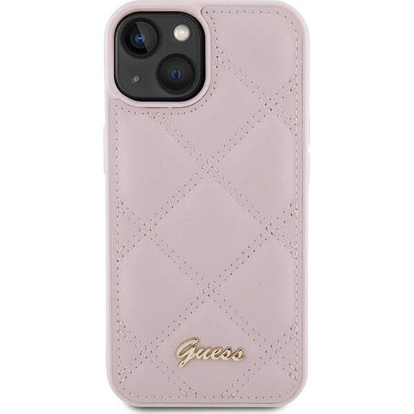 Guess Guess GUHCP15SPSQSQSP iPhone 15 6.1" różowy/pink hardcase Quilted Metal Logo