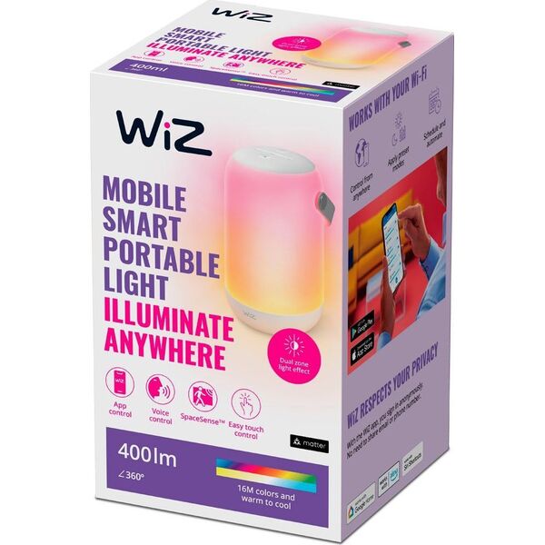 Lampa stołowa WiZ WiZ Mobile rechargeable,13,5W,2200-6500 (RGB),IP20,white