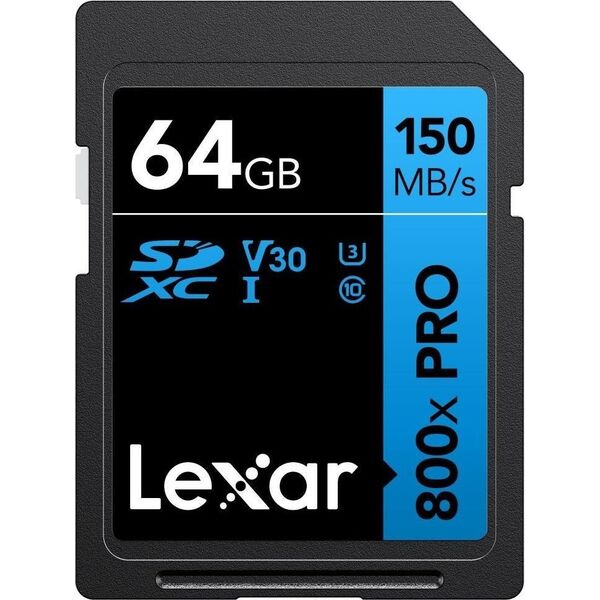 Karta Lexar 800X Pro SDXC 64 GB Class 10 UHS-I/U3 V30 (LSD0800P064G-BNNNG)