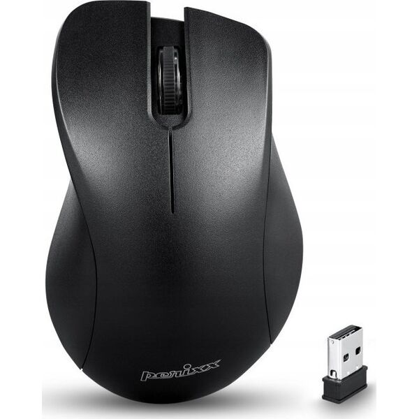 Mysz Perixx Mysz bezprzewodowa Perixx PERIMICE-621 optyczna 1600dpi 2.4 GHz, czarna, silent, cicha, bezklikowa