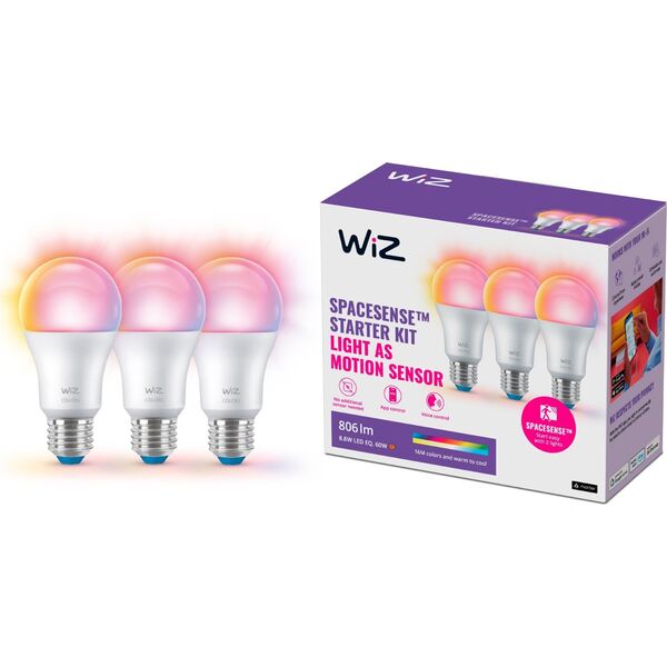 WiZ WiZ,Bulb,8,8W,2200-6500 (RGB),A60,E27,3 pcs lightsource