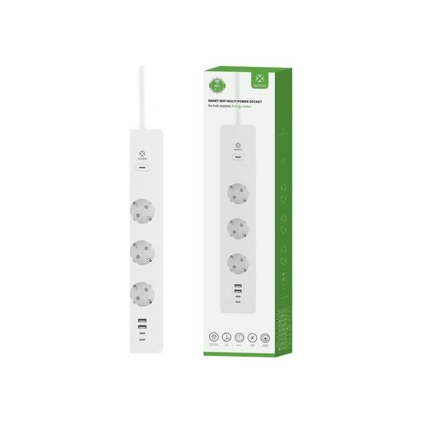 Listwa zasilająca Woox WOOX R6132 Inteligentna Smart listwa WiFi, 3 gniazda AC, 2 porty USB 2.0, 2 porty USB-C