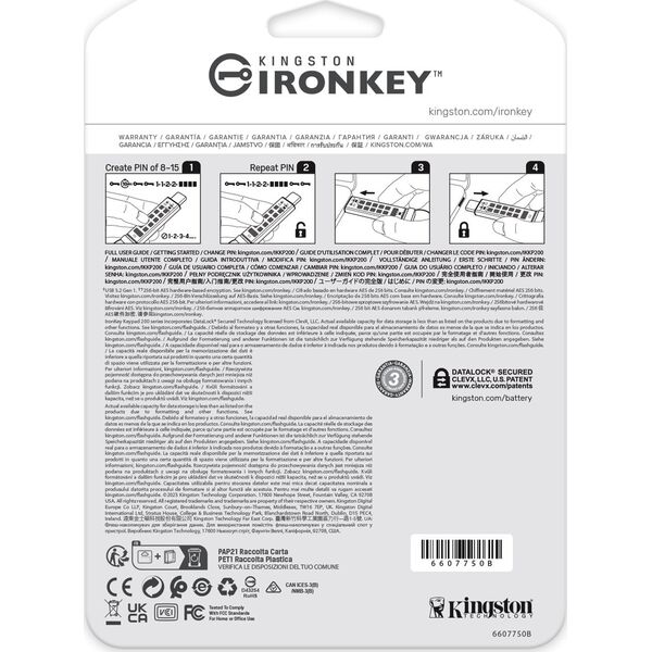 Pendrive Kingston Kingston IronKey Keypad 200 64GB USB-C AES Encrypted