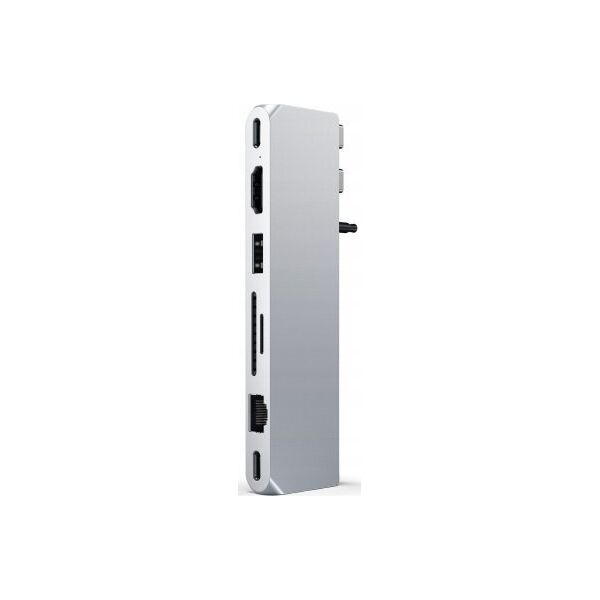 HUB USB Satechi Satechi Pro Hub max - aluminiowy Hub z podwójnym USB-C do MacBook (2x USB-C, USB-A, 4K HDMI, czytnik kart micro/SD, Ethernet, jack port) (silver)