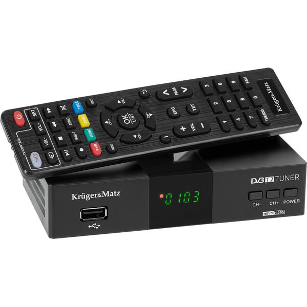 Tuner TV Kruger&Matz Tuner DVB-T2 H.265 HEVC Kruger&Matz HDMI SCART PVR EPG USB dekoder