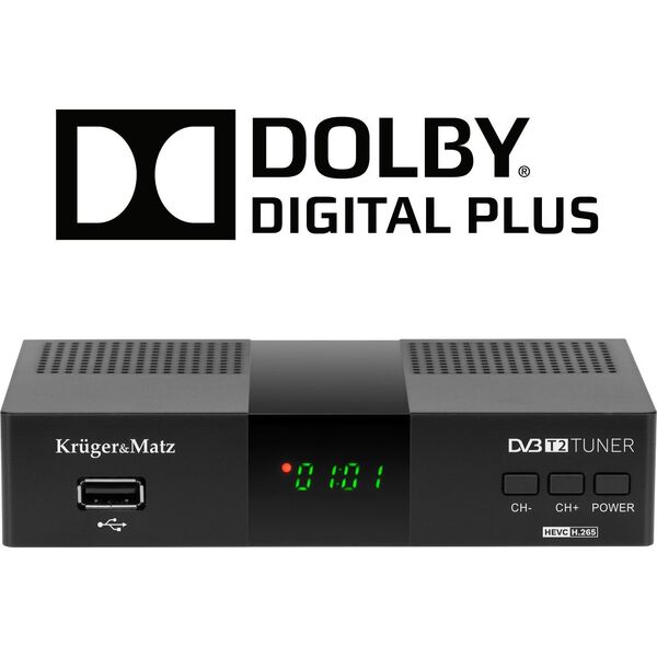 Tuner TV Kruger&Matz Tuner DVB-T2 H.265 HEVC Kruger&Matz HDMI SCART PVR EPG USB dekoder