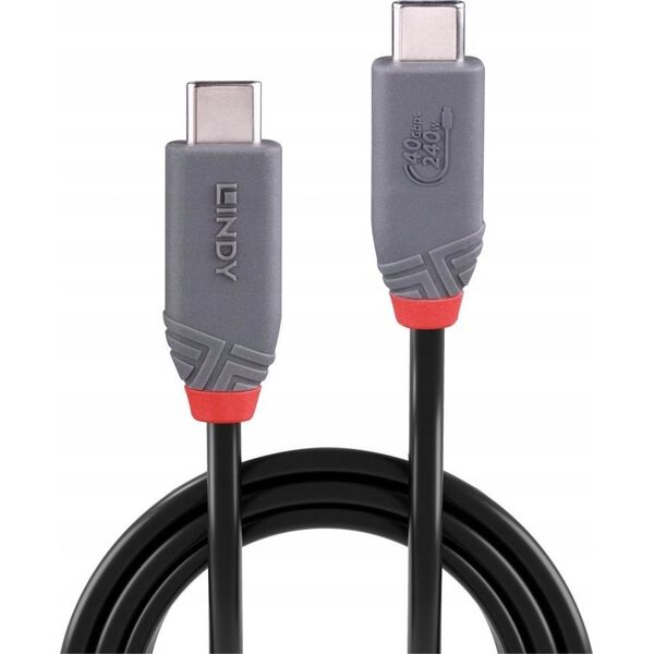 Kabel USB Lindy USB-C - USB-C 0.8 m Czarny (36956)