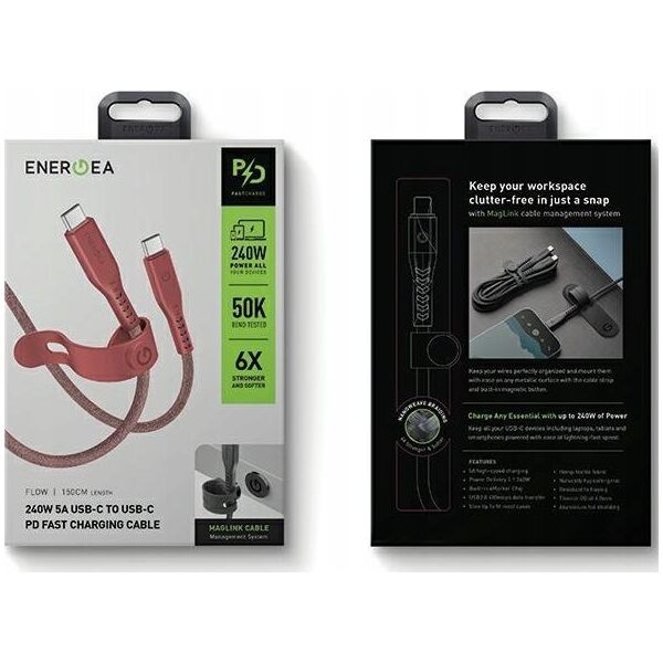 Kabel USB Energea USB-C - USB-C 1.5 m Czerwony