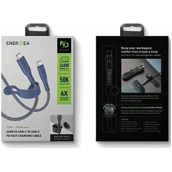 Kabel USB Energea USB-C - USB-C 1.5 m Niebieski