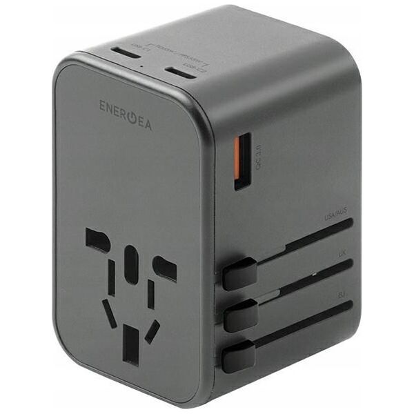 Ładowarka Energea ENERGEA ład. siec. 1xUSB+2xUSB-C PD-PPS-QC 3.0 65W 1A2C adapter 4w1 US/UA/EU/UK szary/gunmetal Travelworld Adapter GaN65W