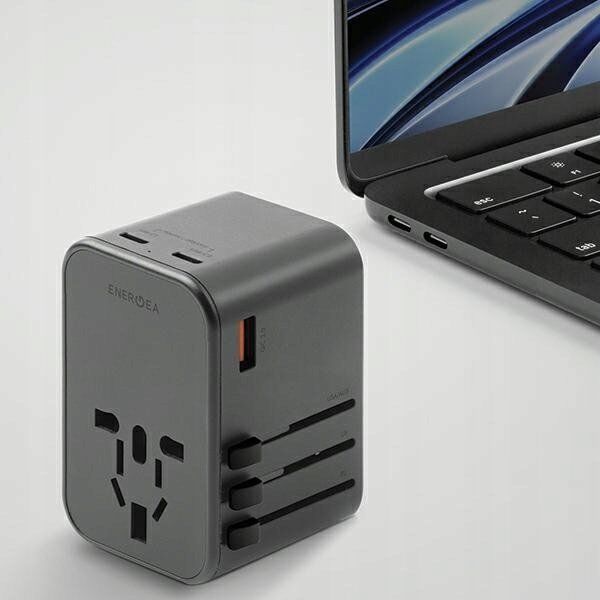 Ładowarka Energea ENERGEA ład. siec. 1xUSB+2xUSB-C PD-PPS-QC 3.0 65W 1A2C adapter 4w1 US/UA/EU/UK szary/gunmetal Travelworld Adapter GaN65W