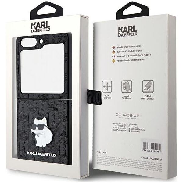 Karl Lagerfeld Karl Lagerfeld KLHCZF5SAPCHNPK Z Flip5 F731 hardcase czarny/black Saffiano Monogram Choupette Pin