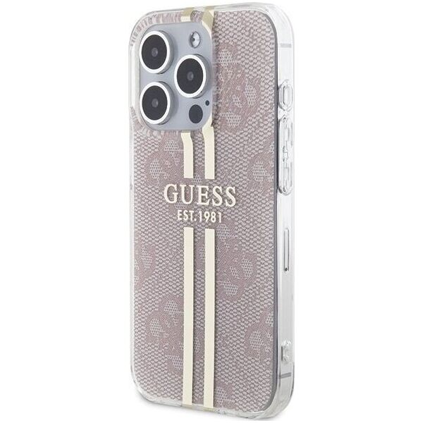 Guess Guess GUHCP15LH4PSEGP iPhone 15 Pro 6.1" różowy/pink hardcase IML 4G Gold Stripe