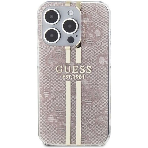 Guess Guess GUHCP15LH4PSEGP iPhone 15 Pro 6.1" różowy/pink hardcase IML 4G Gold Stripe