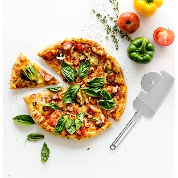 Teesa Nóż do pizzy z tarczą tnącą, zębami tnącymi brzegi oraz łopatką z zaciskiem