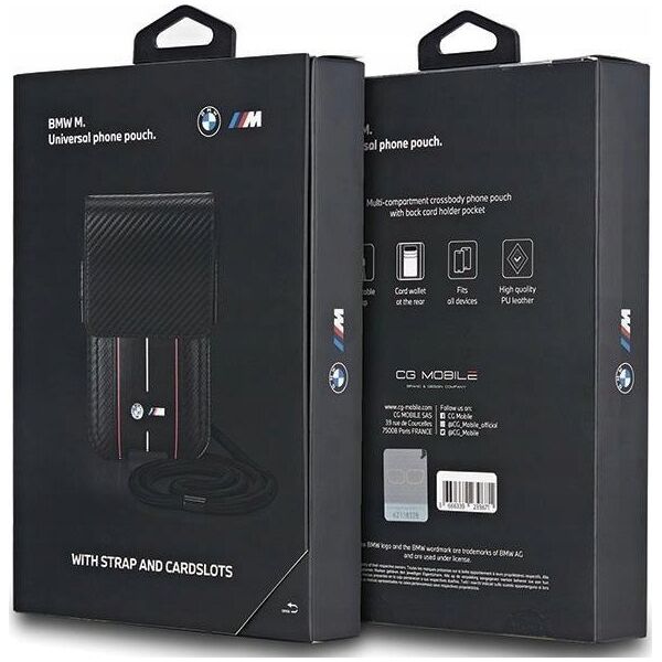 BMW Torebka BMW BMPSP15XMSCAKR Wallet Bag Carbon Red Stripes czarny/black