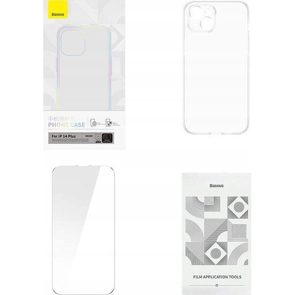 Baseus Magnetyczne Etui Baseus Crystal Series do iPhone 14 Plus + szkło hartowane