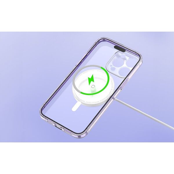 Baseus Magnetyczne Etui Baseus Crystal Series do iPhone 14 Plus + szkło hartowane