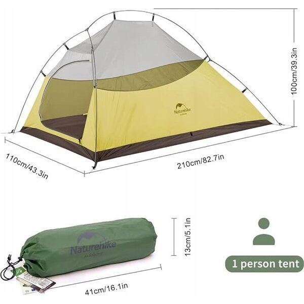 Namiot turystyczny Naturehike Naturehike Namiot Cloud Up 1 20D Updated NH18T010-T-Forest Green