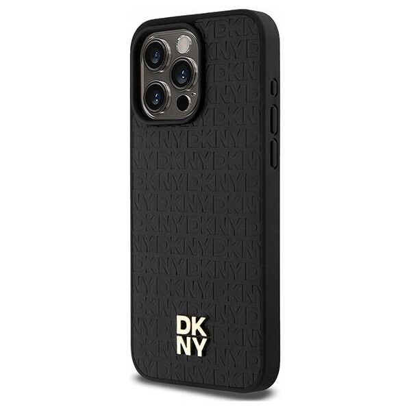 DKNY DKNY DKHMP15XPSHRPSK iPhone 15 Pro Max 6.7" czarny/black hardcase Leather Monogram Pattern Metal Logo MagSafe