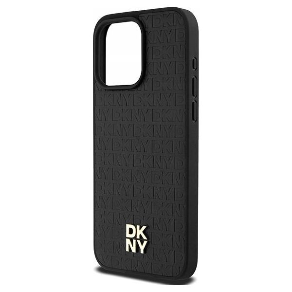 DKNY DKNY DKHMP15XPSHRPSK iPhone 15 Pro Max 6.7" czarny/black hardcase Leather Monogram Pattern Metal Logo MagSafe