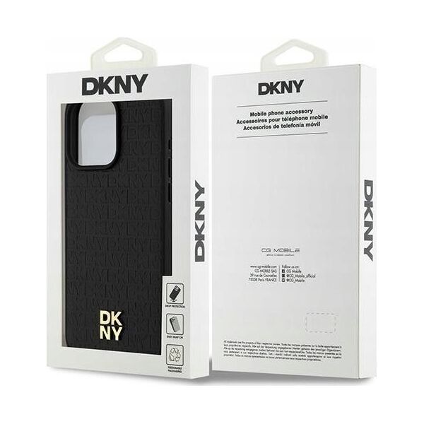DKNY DKNY DKHMP15XPSHRPSK iPhone 15 Pro Max 6.7" czarny/black hardcase Leather Monogram Pattern Metal Logo MagSafe