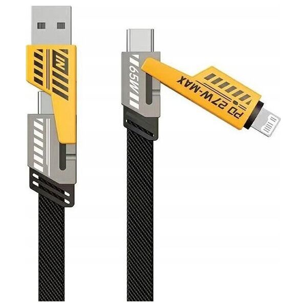 Kabel USB Awei USB-A + USB-C - USB-C + Lightning 1.2 m Czarny (AWEI192)