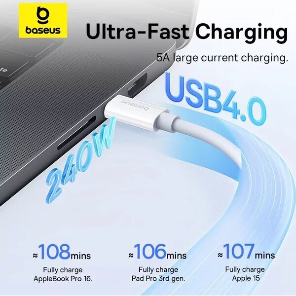 Kabel USB Baseus USB-C - USB-C 1 m Biały (1024213)