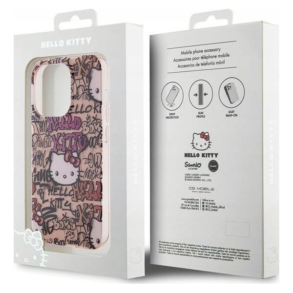 Sourcing Hello Kitty HKHCP14LHDGPTP iPhone 14 Pro 6.1" pink/pink hardcase IML Tags Graffiti