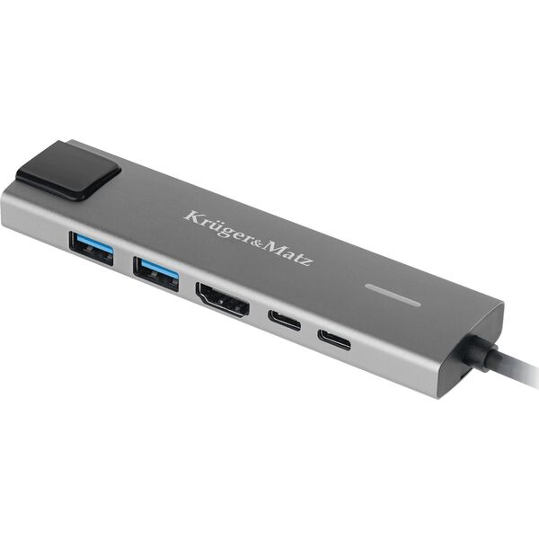 Adapter USB Kruger&Matz Adapter (HUB) USB typu C na HDMI/2x USB3.0/2x USB typu C/RJ45