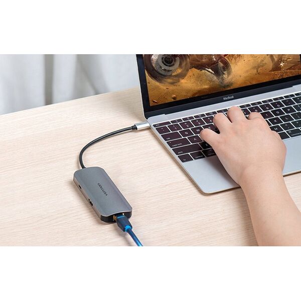 Adapter USB Vention Vention USB-C do HDMI, 3x USB 3.0, Ethernet RJ45, PD, 15cm