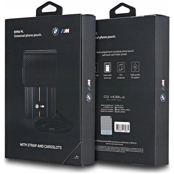 BMW BMW Carbon Blue Stripes Wallet Bag - Torebka na telefon (czarny)