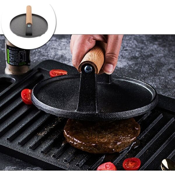KingHoff PRASKA ŻELIWNA DO MIĘSA BURGERÓW 18 CM KINGHOFF KH-1759