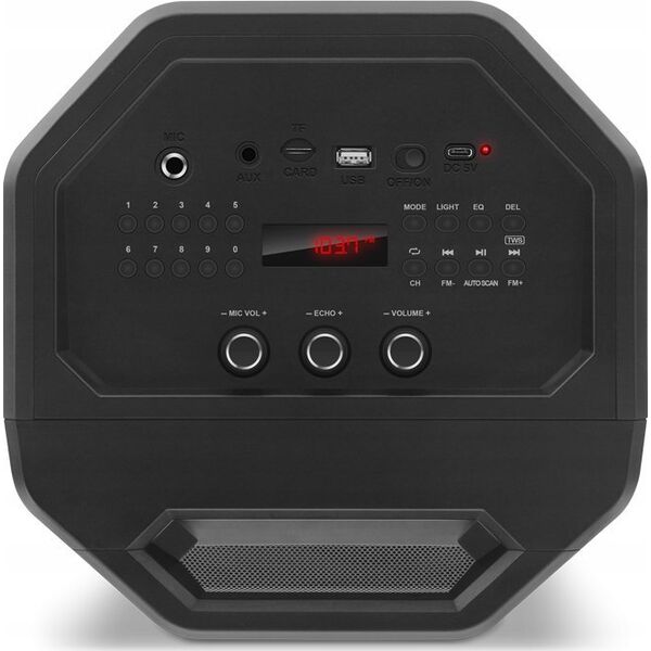 Głośnik Sven SVEN PS-680, juodas, power output 2x32.5W (RMS), TWS, Bluetooth, FM, USB, Micro SD, LED-display, RC, lithium battery, SV-020187