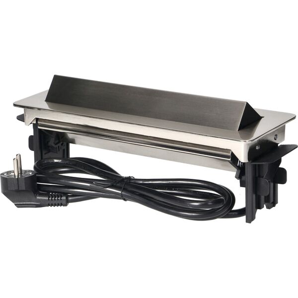 Orno Gniazdo wpuszczane w blat 3x250V w niklowanej obudowie z USB 1,8 m OR-AE-1364(GS) schuko