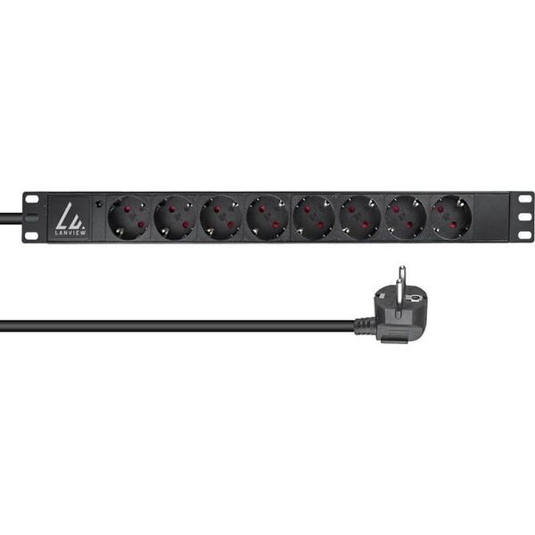 Lanview Lanview LVR-2MSCH-LIC-SCH8 rozdzielacz zasilania PDU 8 x gniazdo sieciowe 1U Czarny