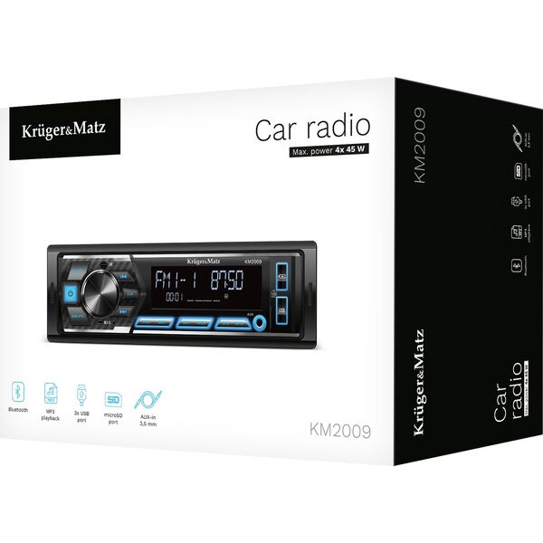 Radio samochodowe Kruger&Matz Radio samochodowe Kruger&Matz KM2009 Bluetooth USB AUX SD RDS