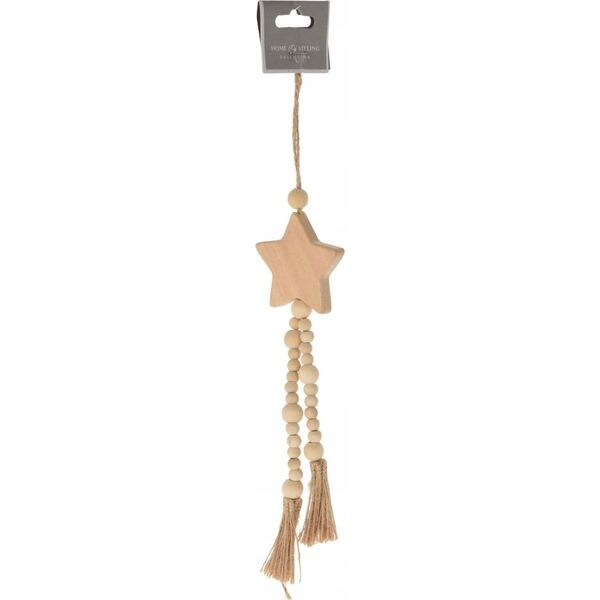 Dekoracja świąteczna Home Styling Collection ZAWIESZKA DEKORACYJNA BOHO ECO NATURA DREWNIANA GWIAZDA