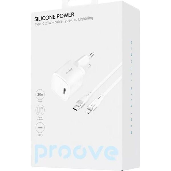 Ładowarka Sieciowa 230V 20W na USB-C USB Type-C + Kabel na Lightning PD3.0 / Silicone Power 20W
