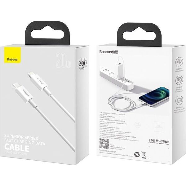 Kabel USB Baseus USB-C - Lightning 2 m Biały (baseus_20210428105812)
