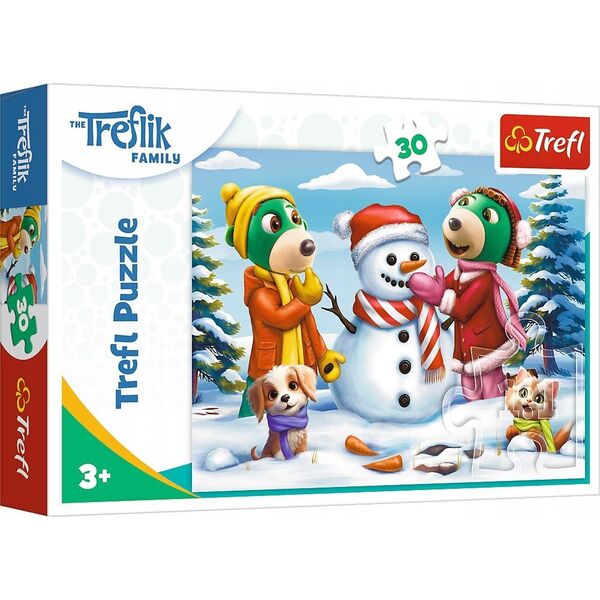Trefl Puzzle 30el Zimowe zabawy Treflików. Rodzina Treflików 18300 Trefl