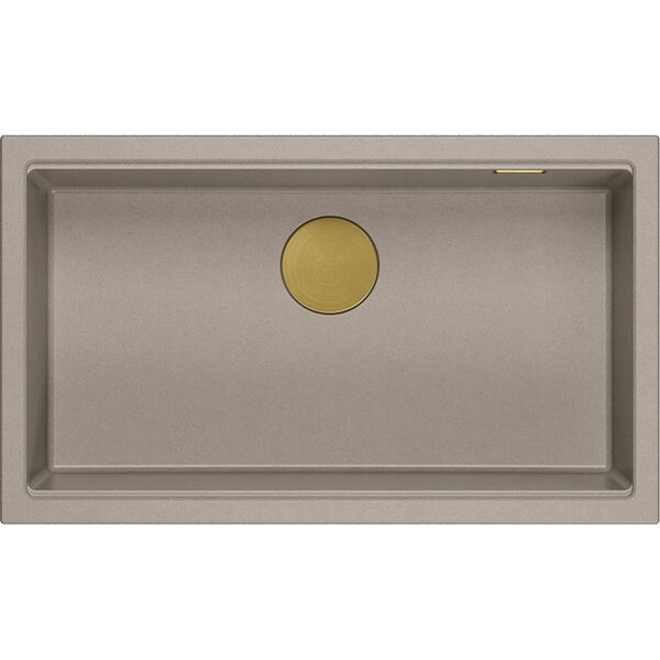 Zlewozmywak GraniteQ LOGAN 110 GraniteQ zlewozmywak soft taupe 76x44x23,5 cm 1-komorowy podwieszany z syfonem manualnym złoty