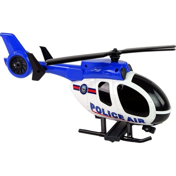 Zestaw Pojazdów Helikopter Auto Policja Dźwięk Niebieskie LEAN Toys