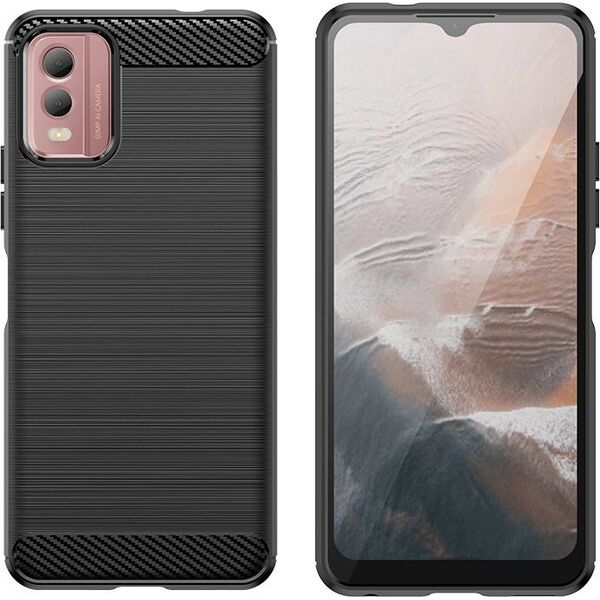 Hurtel Etui silikonowe Carbon Case do Nokia C32 - czarne