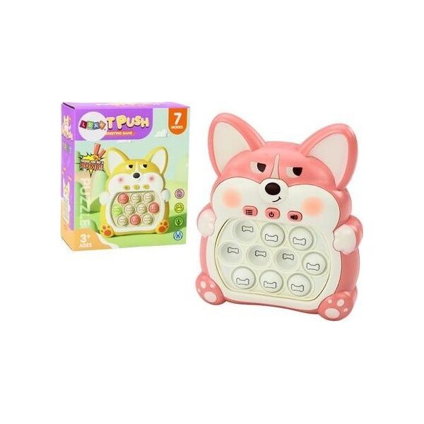 LeanToys Gra Zręcznościowa Konsola Pop-It Lisek 7 Trybów Gry Różowy Sensoryczna