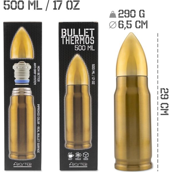 Froster Termos Pocisk 500 ml - prezent dla mężczyzny - taty - dla fana militariów