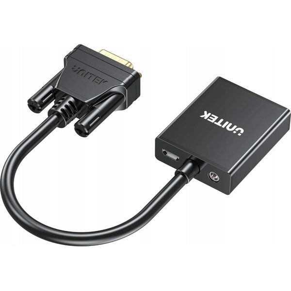 Adapter AV Unitek Unitek Adapter VGA na HDMI FullHD czarny 15cm