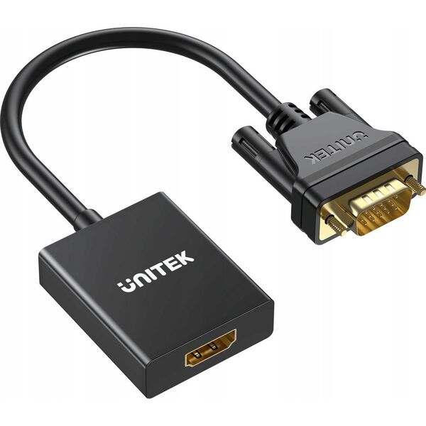 Adapter AV Unitek Unitek Adapter VGA na HDMI FullHD czarny 15cm