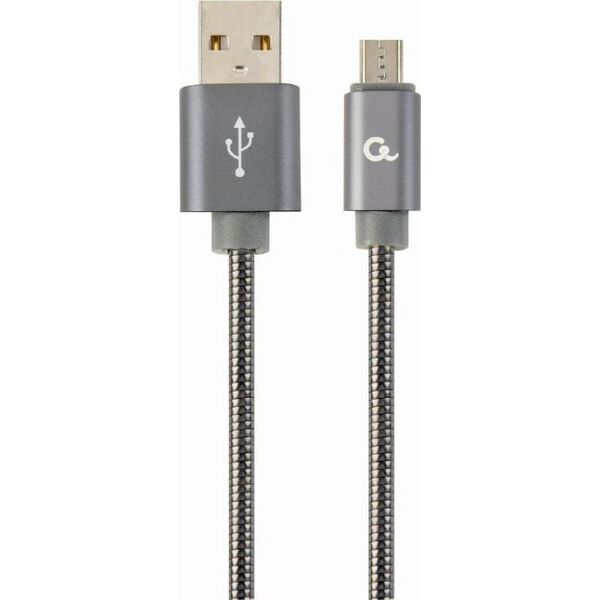 Kabel USB Gembird USB 2.0 (AM/microUSB M) oplot metalizowany 2m szary