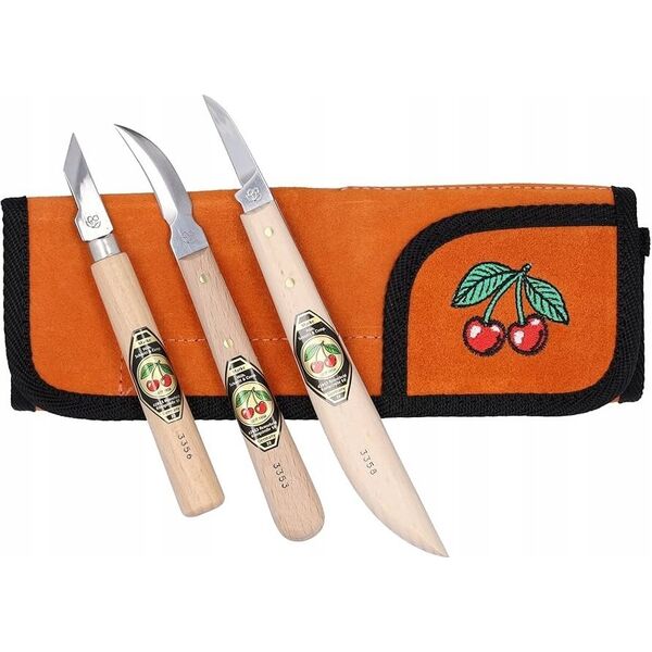Kirschen Kirschen Set of carving knives Velourleather bag